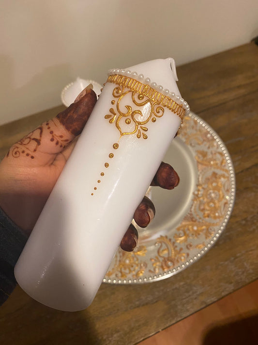 Golden Dreams- Henna Inspired Candle and Thaali Plate Set